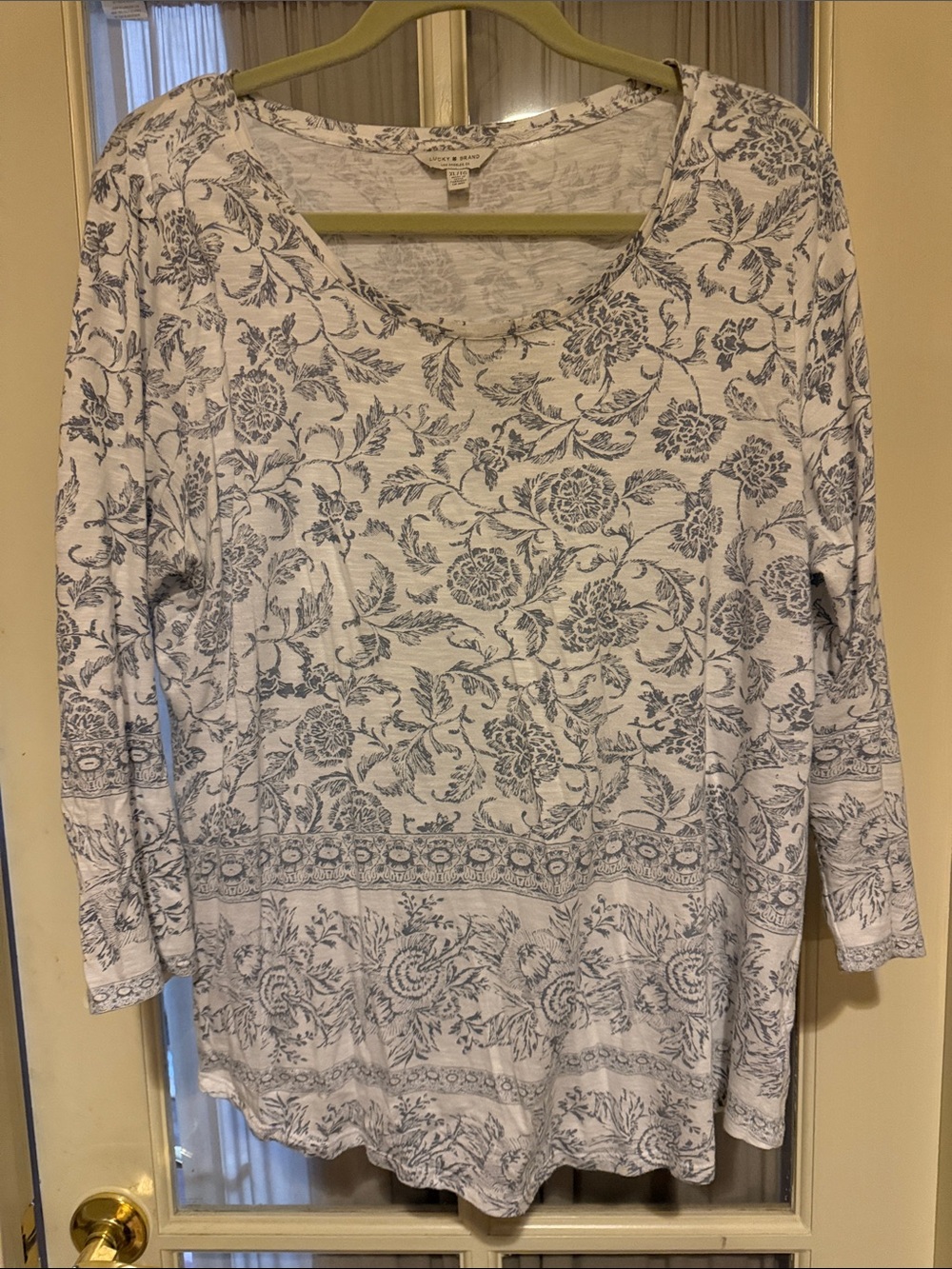 Lucky Brand White Long-Sleeve Floral Print Tee